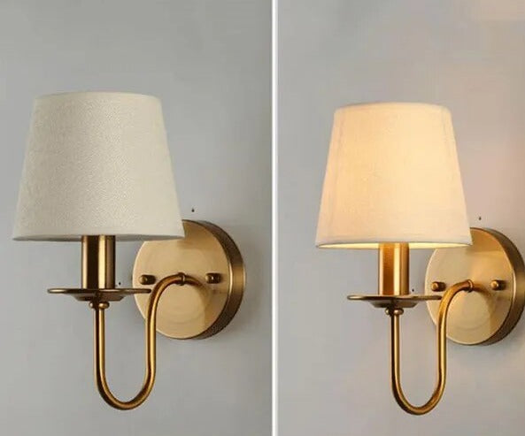 Modern Brass Wall Sconce  Fabric Shade Classic Design - Product detail 5