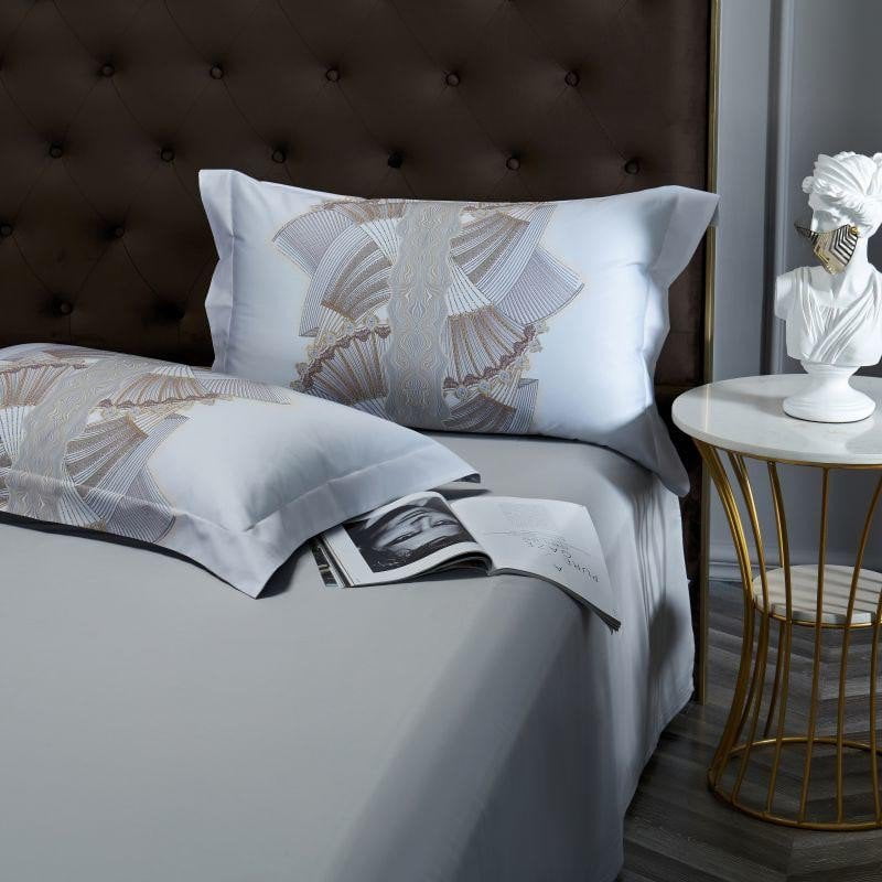 Luxury Egyptian Cotton Bedding  Silver Embroidered Design - Product detail 6