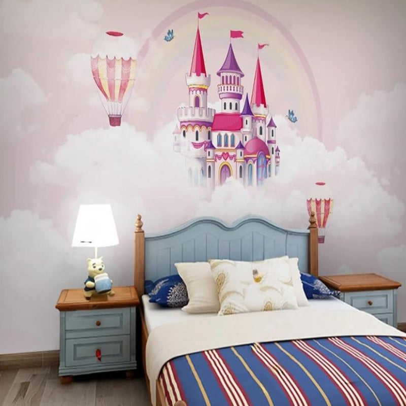Princess Mural Wallpaper | Magical Castle with Hot Air Balloons