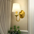 Modern LED Wall Sconce  Brass Finish With Fabric Shade - Detailed view