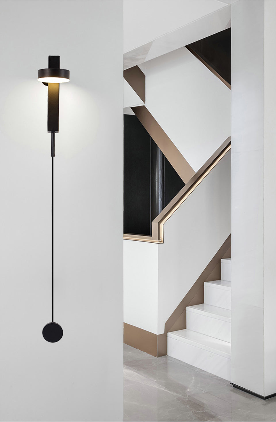 Modern Wall Lamp  Slim LED Light Bar with Gold Accent - Detailed view