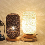 Rattan Table Lamp  Woven Rope Shade With Wood Base - Product detail 4