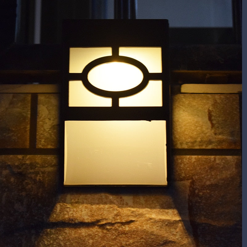 Japanese Solar Wall Light  Grid Pattern Outdoor Lamp - Product detail 12