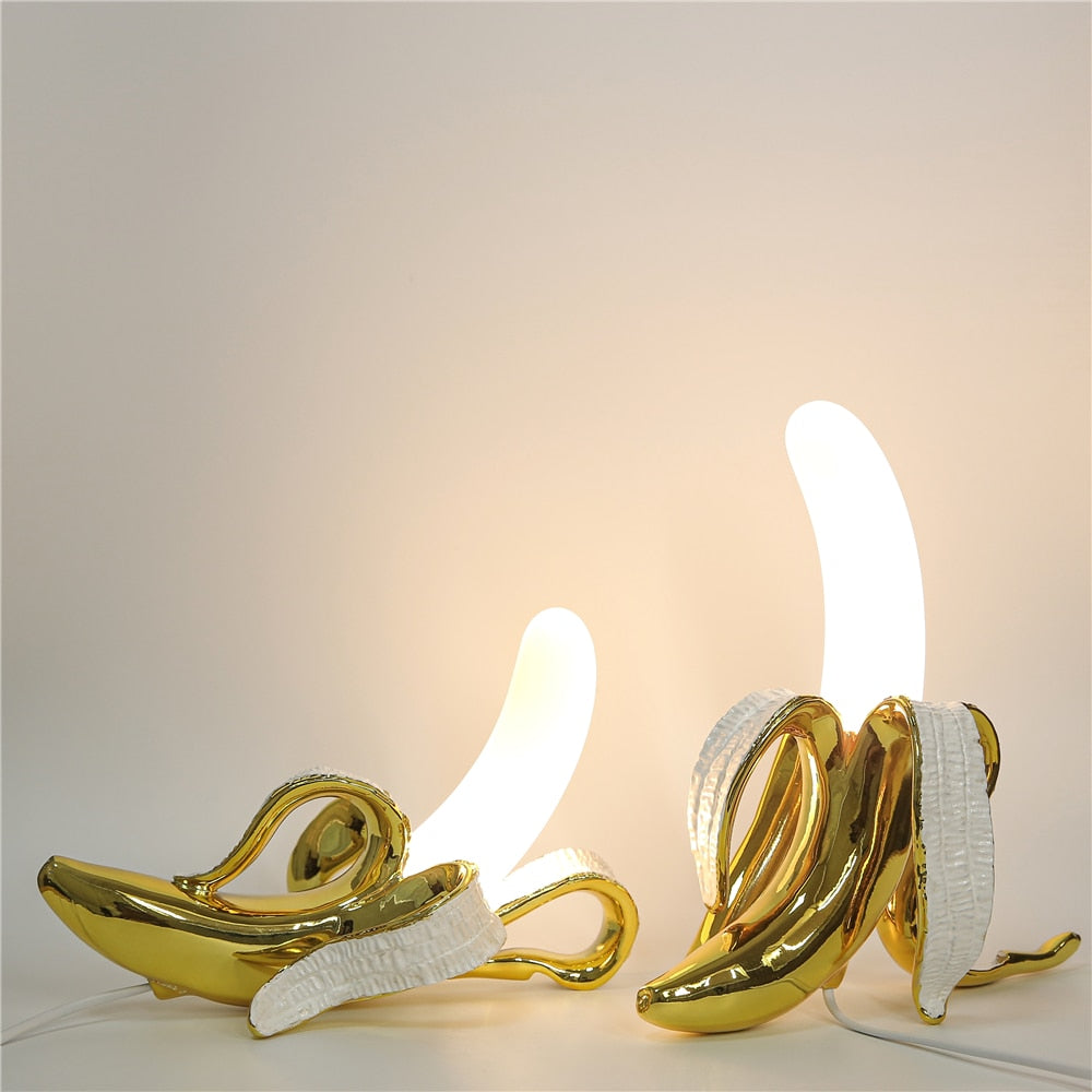 Art Deco Table Lamp  Banana-Shaped Gold Metal Design - Product detail 9