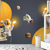 Space Mural Wallpaper | Astronaut Adventure with Glowing Planets