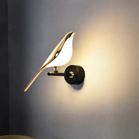 Bird Wall Lamp  Gold Metal and White Glass Design - Product showcase