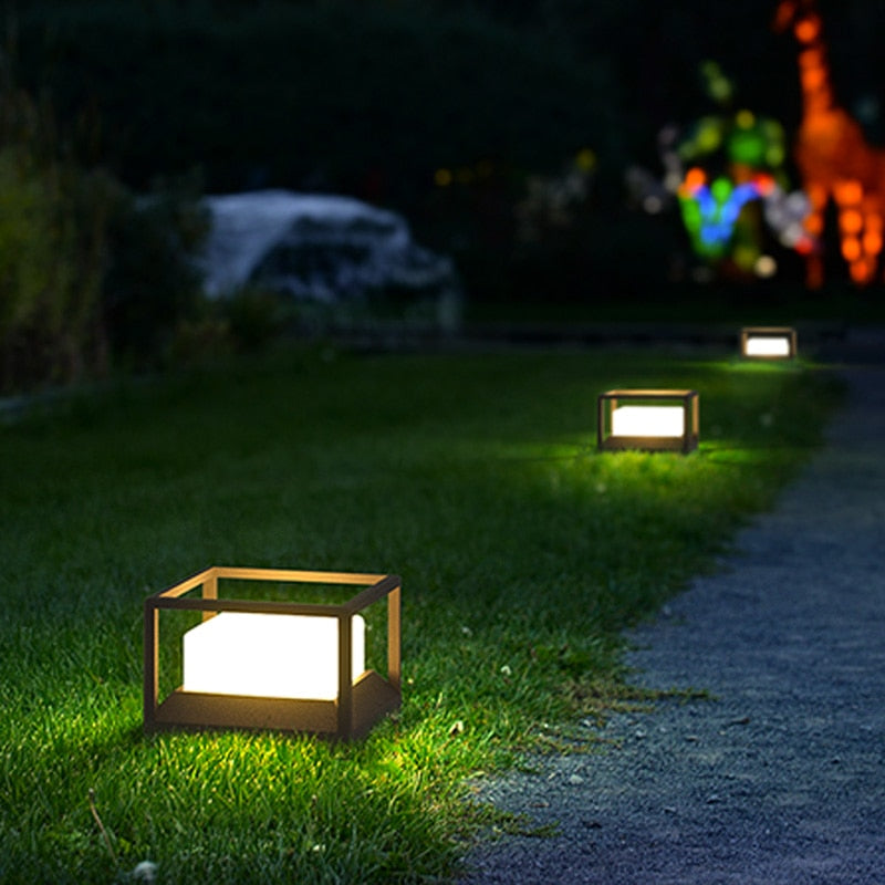 Solar Terrace Light  Modern Cube Frame Design - Product example