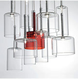 Contemporary Glass Pendant Lights  Clear and Red Cylinder Design - Product showcase