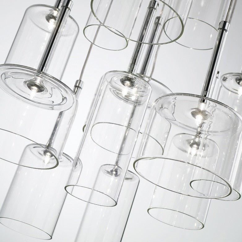 Contemporary Glass Pendant Lights  Clear and Red Cylinder Design - Product detail 6