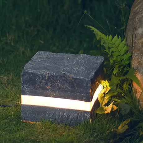Modern Solar Garden Light  Square Stone LED Path Lighting - Detailed view