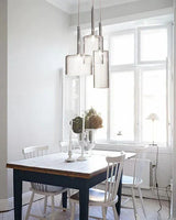 Contemporary Glass Pendant Lights  Clear and Red Cylinder Design - Detailed view