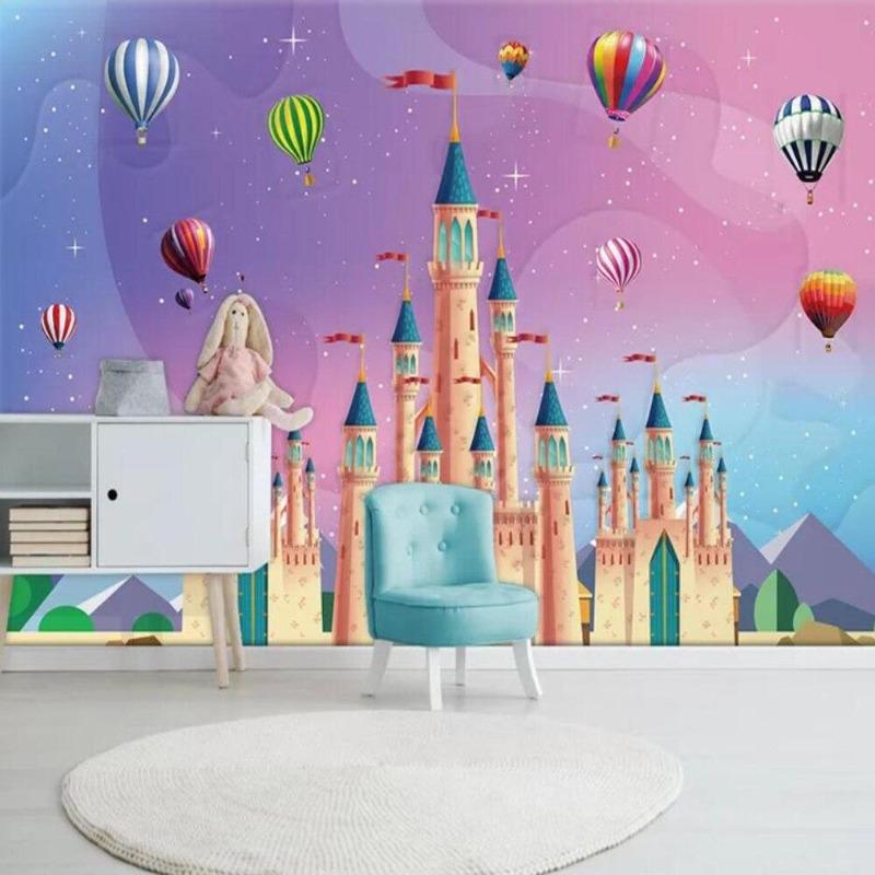 Princess Mural Wallpaper | Magical Castle with Hot Air Balloons