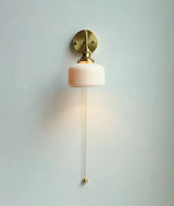 Nordic Ceramic Wall Light  Ribbed Glass Shade With Brass Fixture - Product detail 8