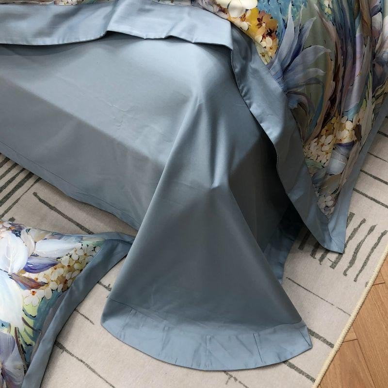 Luxury Egyptian Cotton Bedding Set  Floral Blue Pattern Design - Product detail 7