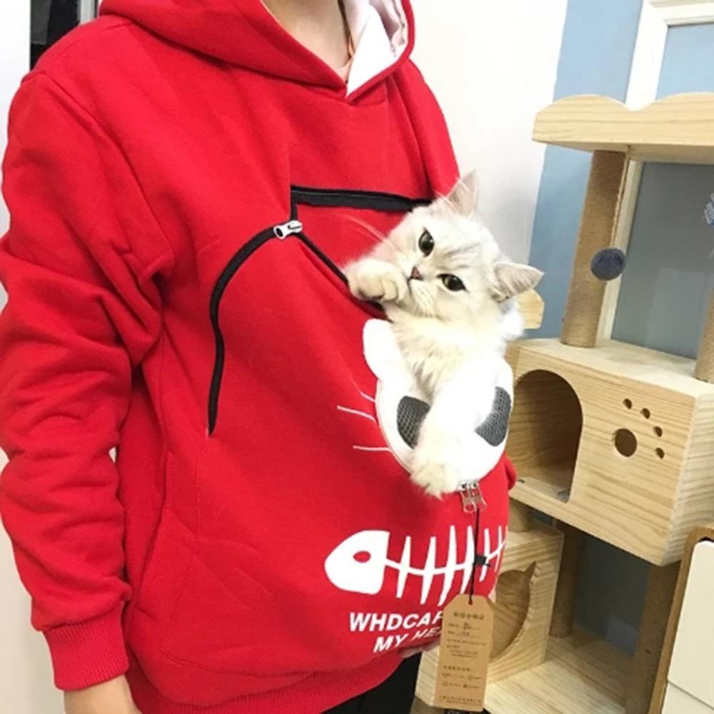Pet Lover Hoodie  Cat Design Cotton Pouch Sweater - Product example