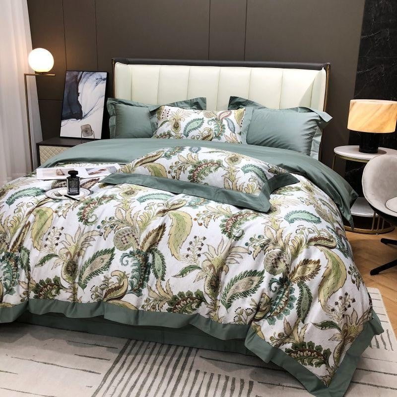 Egyptian Cotton Bedding Set  Botanical Paisley Pattern - Detailed view