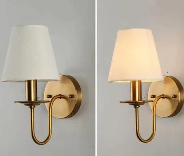 Modern Brass Wall Sconce  Fabric Shade Classic Design - Product detail 4