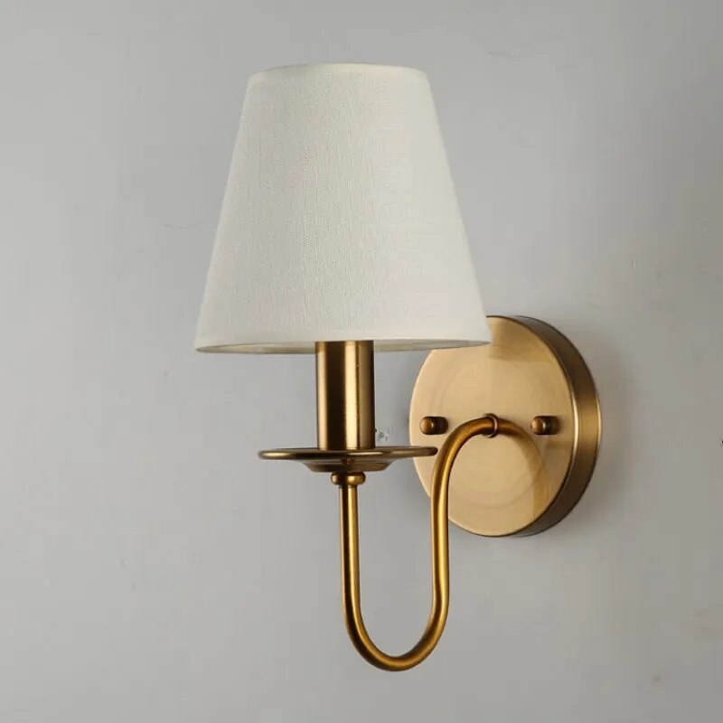 Modern Brass Wall Sconce  Fabric Shade Classic Design - Product example