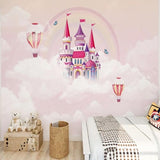 Princess Mural Wallpaper | Magical Castle with Hot Air Balloons