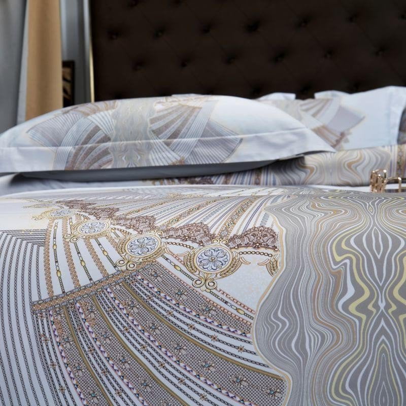 Luxury Egyptian Cotton Bedding  Silver Embroidered Design - Product detail 4