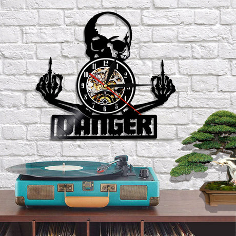 Skull Wall Clock  Modern Gothic Vinyl Design - Product showcase