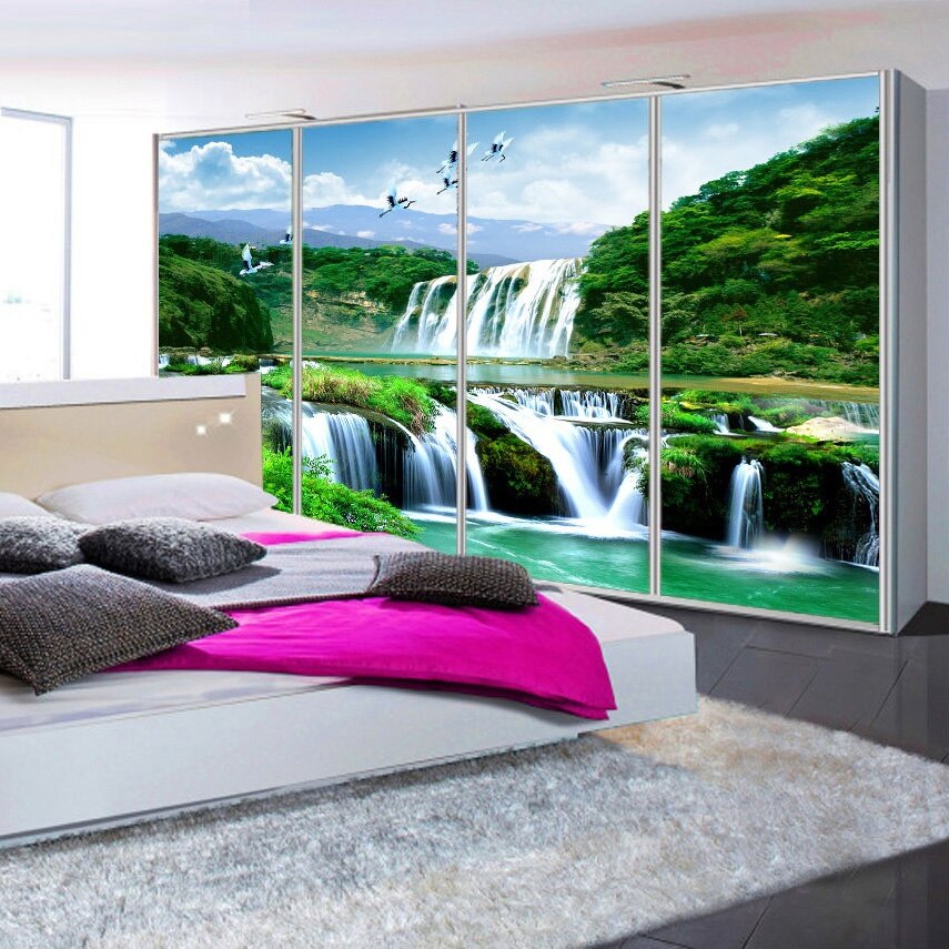 Nature Mural Wallpaper | Waterfall Paradise with Flying Birds