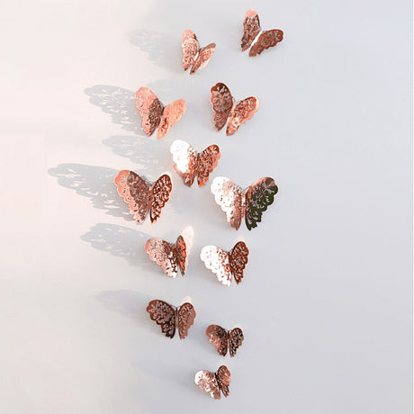 3D Butterfly Wall Decor  Rose Gold Metallic Finish - Product showcase