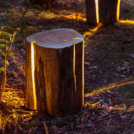 Rustic Tree Stump Light  LED Garden Path Lamp - Detailed view