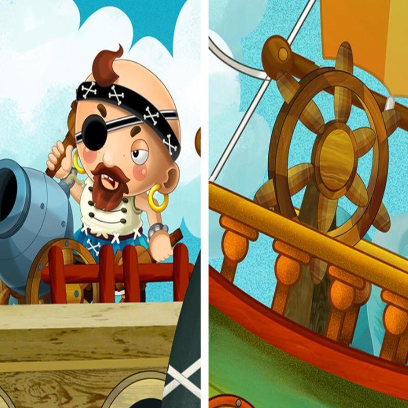 Pirate Mural Wallpaper | Adventure Ships and Sea Creatures