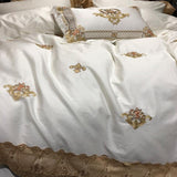 Luxury Egyptian Cotton Bedding Set  Gold Lace Embroidered Design - Product detail 8