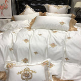 Luxury Egyptian Cotton Bedding Set  Gold Lace Embroidered Design - Product example