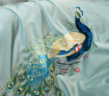 Luxury Egyptian Cotton Duvet Set  Peacock Feather Embroidery in Teal - Product detail 4