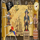 Pirate Mural Wallpaper | Adventure Map with Treasure Ship