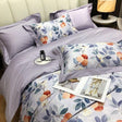 Floral Cotton Bedding Set  Lavender  Peach Botanical Pattern - Product detail 8