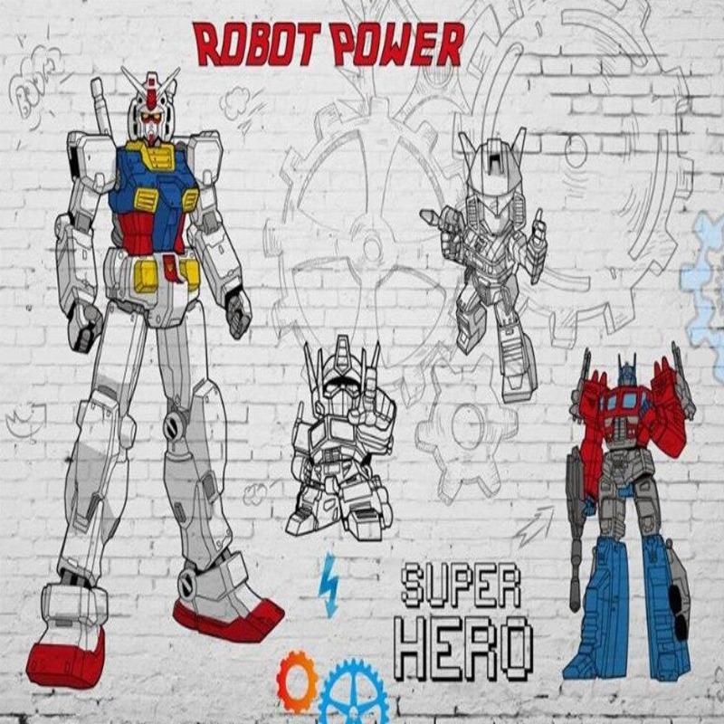 Robot Mural Wallpaper | Super Hero Comic Style Design