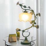 Vintage Rose Table Lamp  Floral Glass Shade Design - Product detail 6