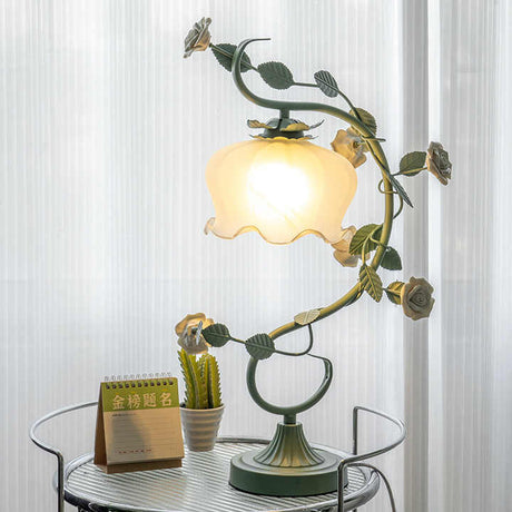 Vintage Rose Table Lamp  Floral Glass Shade Design - Product detail 6