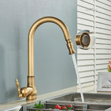 Vintage Kitchen Faucet  Antique Brass Swivel Design - Product example