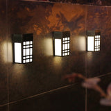 Japanese Solar Wall Light  Grid Pattern Outdoor Lamp - Detailed view