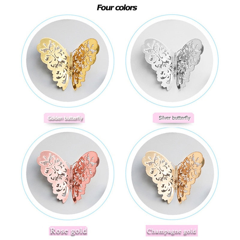 3D Butterfly Wall Decor  Rose Gold Metallic Finish - Detailed view