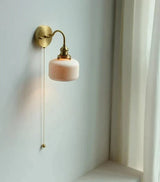 Nordic Ceramic Wall Light  Ribbed Glass Shade With Brass Fixture - Product detail 7