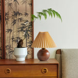 Scandinavian Table Lamp  Wooden Sphere Base with Pleated Shade - Product detail 9