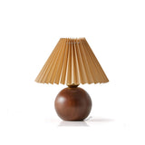 Scandinavian Table Lamp  Wooden Sphere Base with Pleated Shade - Product detail 13