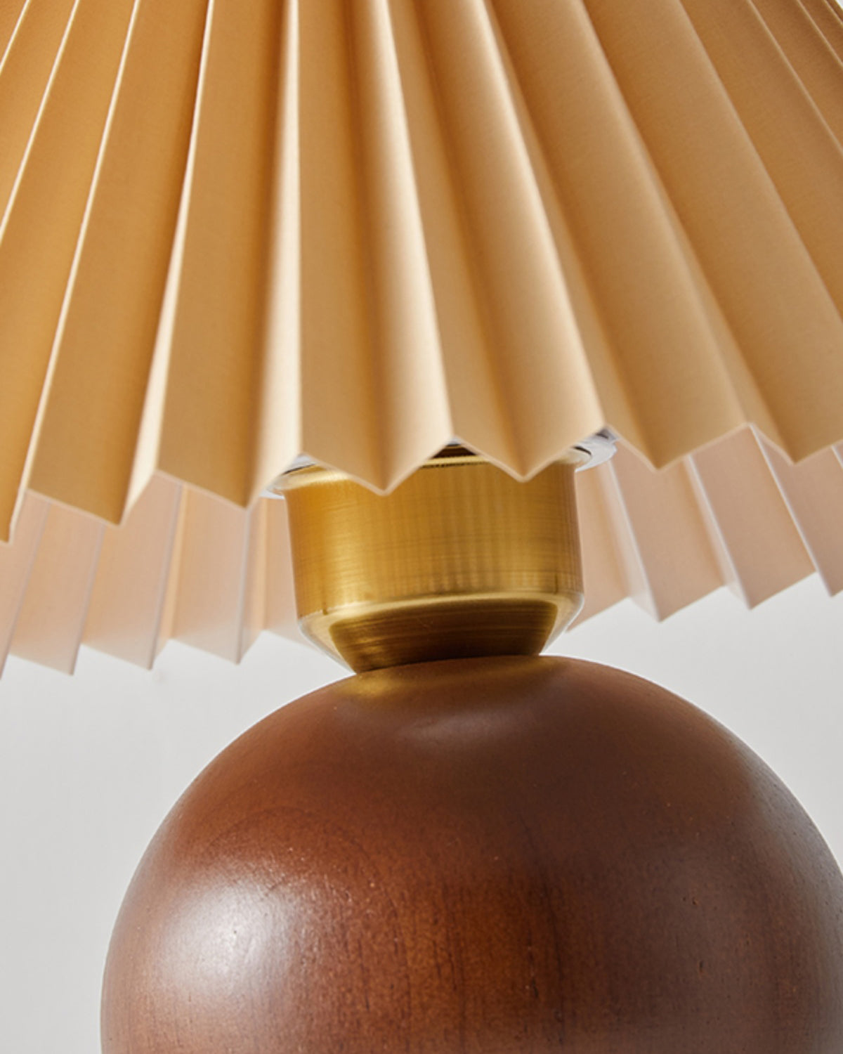 Scandinavian Table Lamp  Wooden Sphere Base with Pleated Shade - Product detail 7