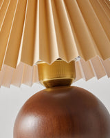 Scandinavian Table Lamp  Wooden Sphere Base with Pleated Shade - Product detail 7