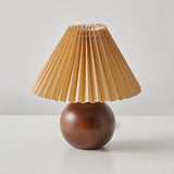 Scandinavian Table Lamp  Wooden Sphere Base with Pleated Shade - Product detail 4