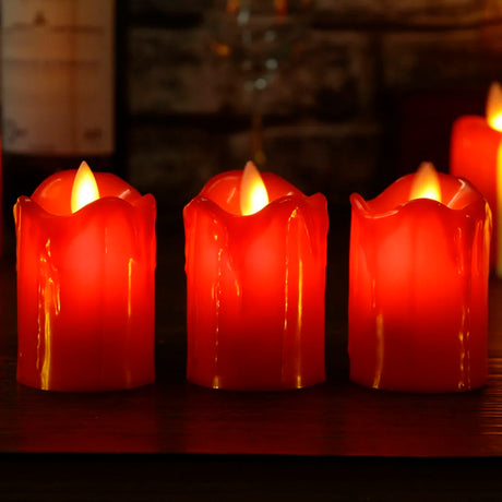 LED Flameless Candles  Red  Yellow Drip Effect - Product detail 6