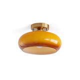 Modern Glass Ceiling Light  Amber Dome Shade With Gold Base - Product detail 14