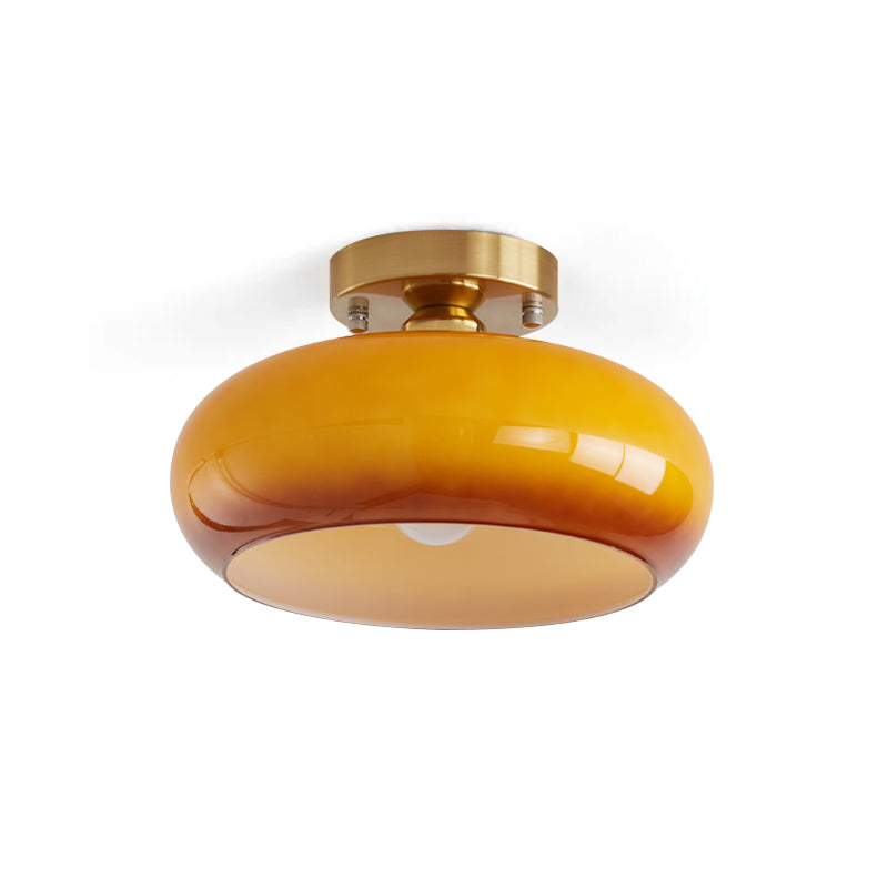 Modern Glass Ceiling Light  Amber Dome Shade With Gold Base - Product detail 16