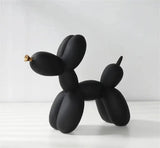 Modern Balloon Dog Sculpture  Matte Black with Gold Accent - Detailed view